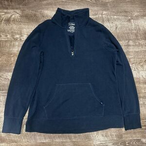 LL Bean Navy Blue Quarter Zip Pullover Sweatshirt Size Medium